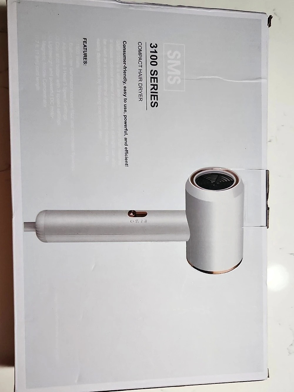 SMSPRO Supersonic 3100 Series White Hair Dryer. New